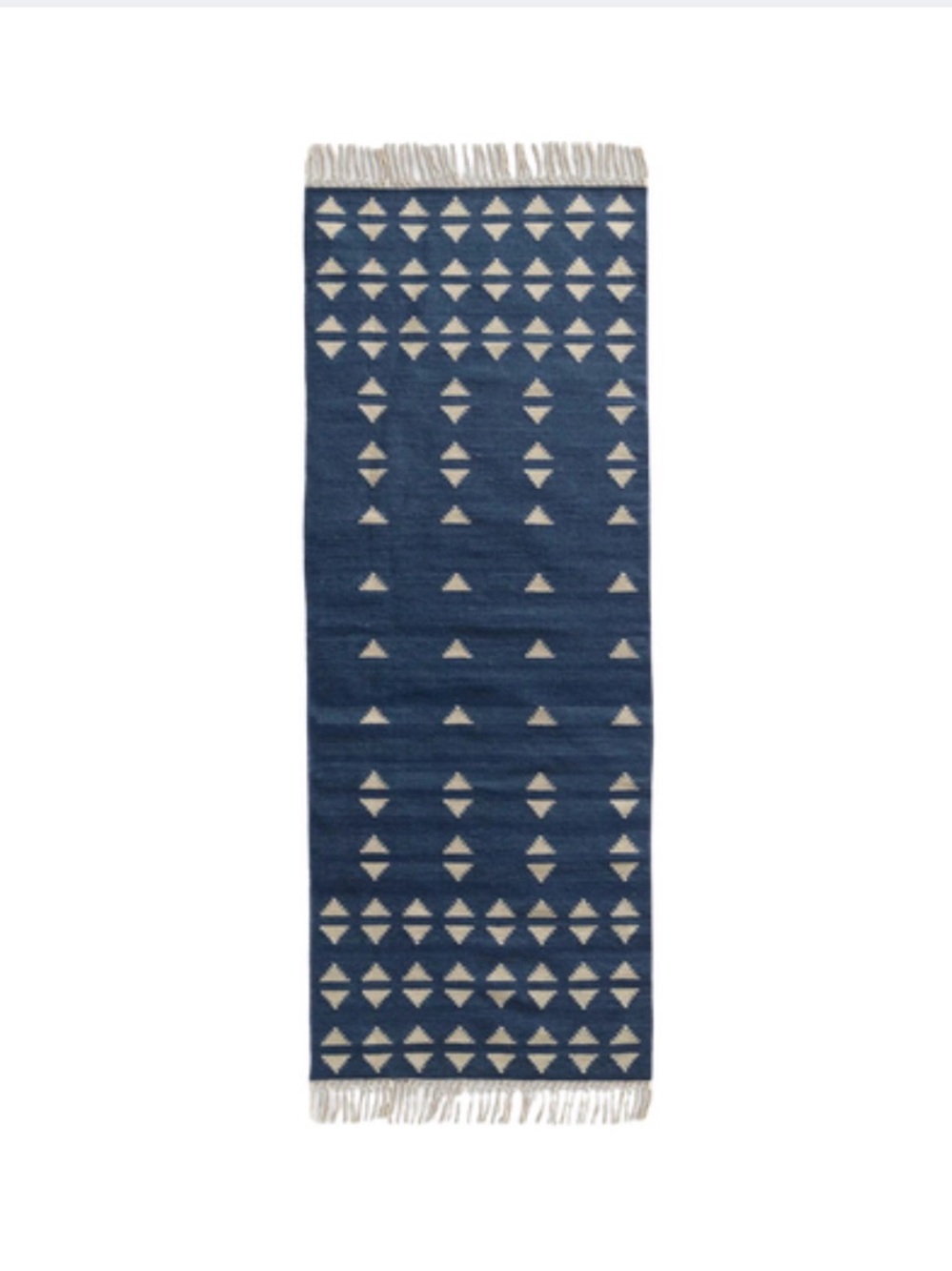 Quince Navy and Cream Geometric Runner Rug